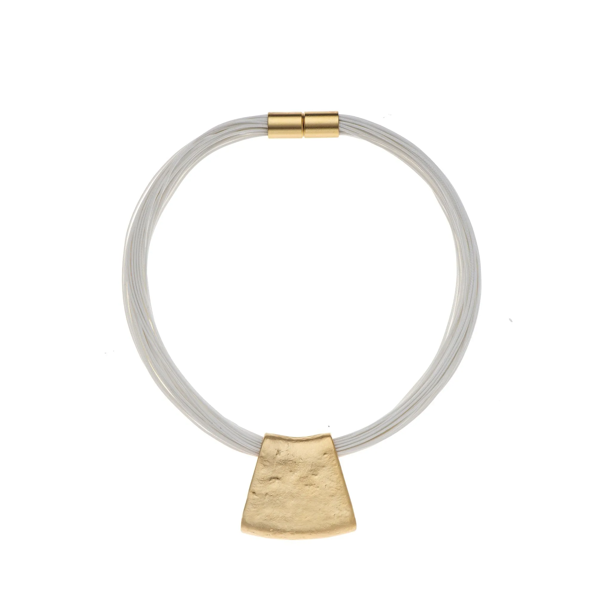 Jessica - Bold grey and black cords with 24K gold pendant necklace