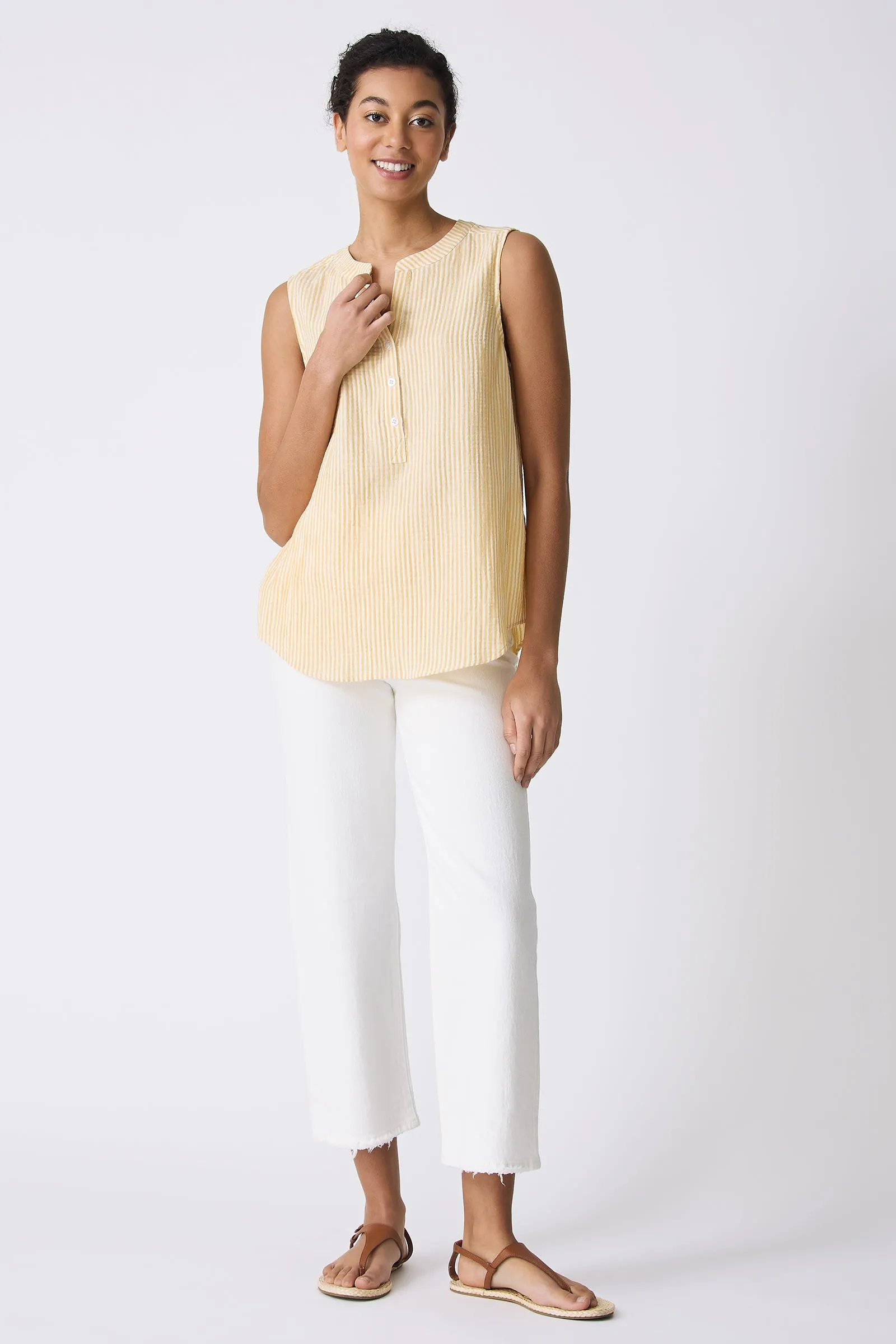 Jolie Gauze Tank - Honey Stripe