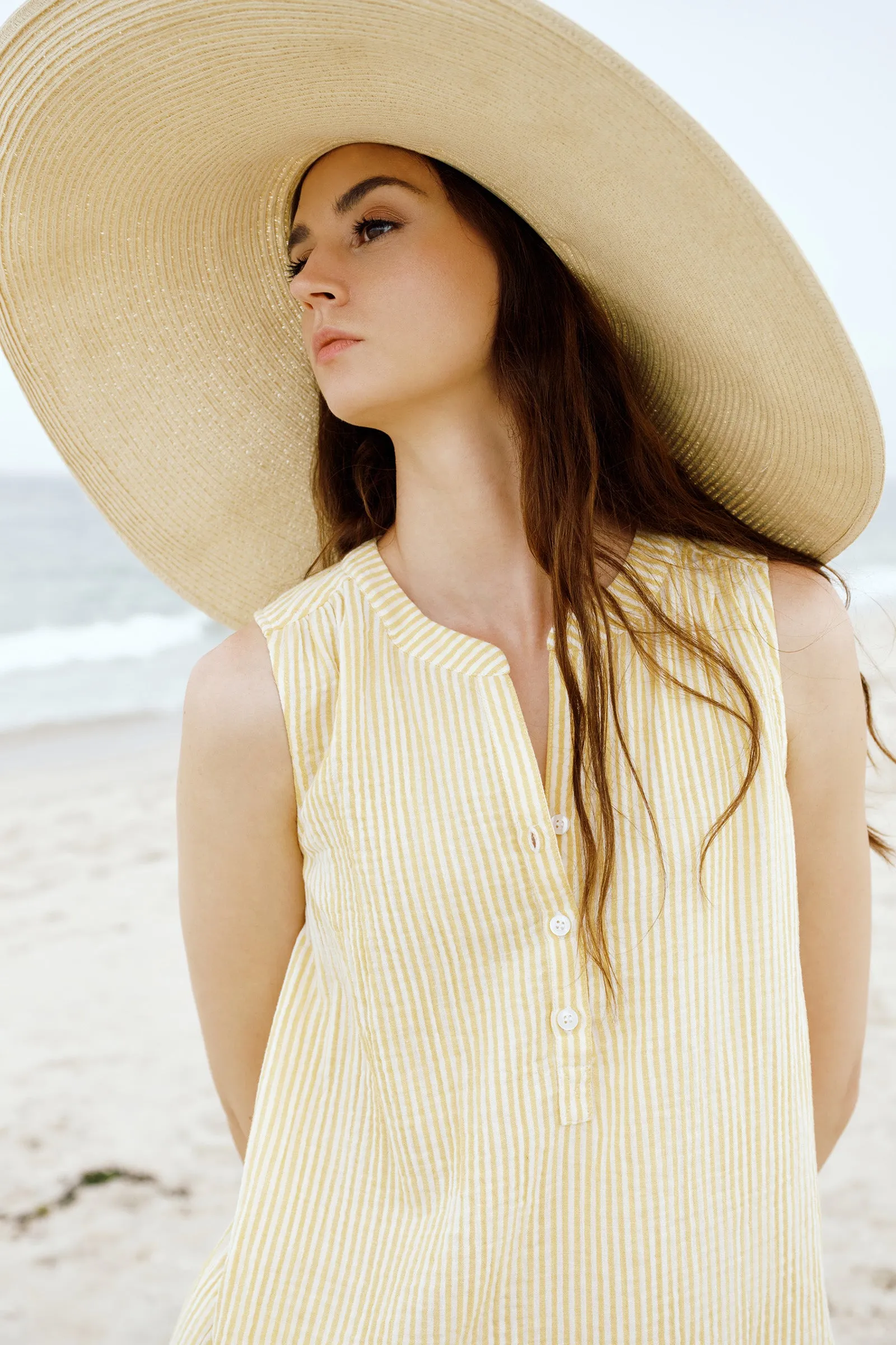 Jolie Gauze Tank - Honey Stripe