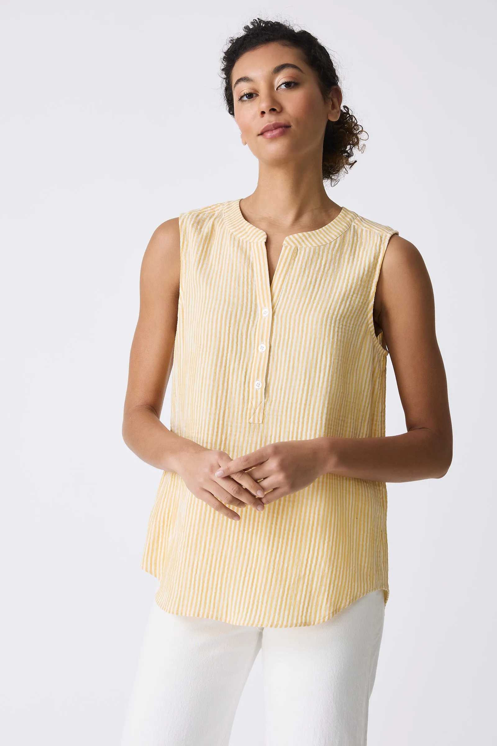 Jolie Gauze Tank - Honey Stripe