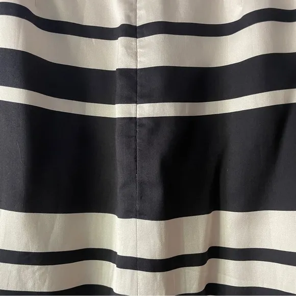 Kate Spade New York 100% Silk Stripe Full Skirt Black White Size 10