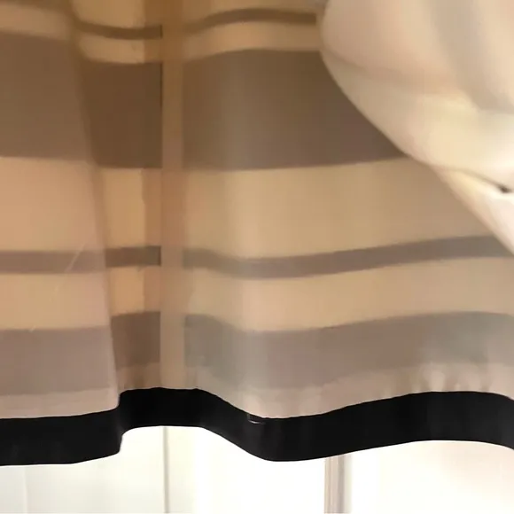 Kate Spade New York 100% Silk Stripe Full Skirt Black White Size 10