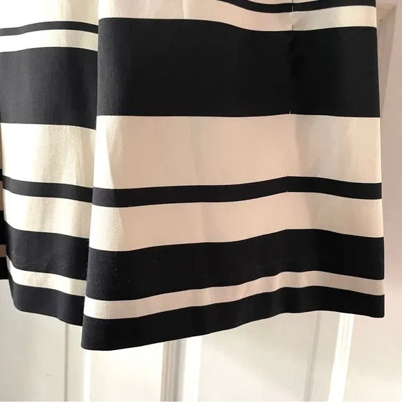 Kate Spade New York 100% Silk Stripe Full Skirt Black White Size 10