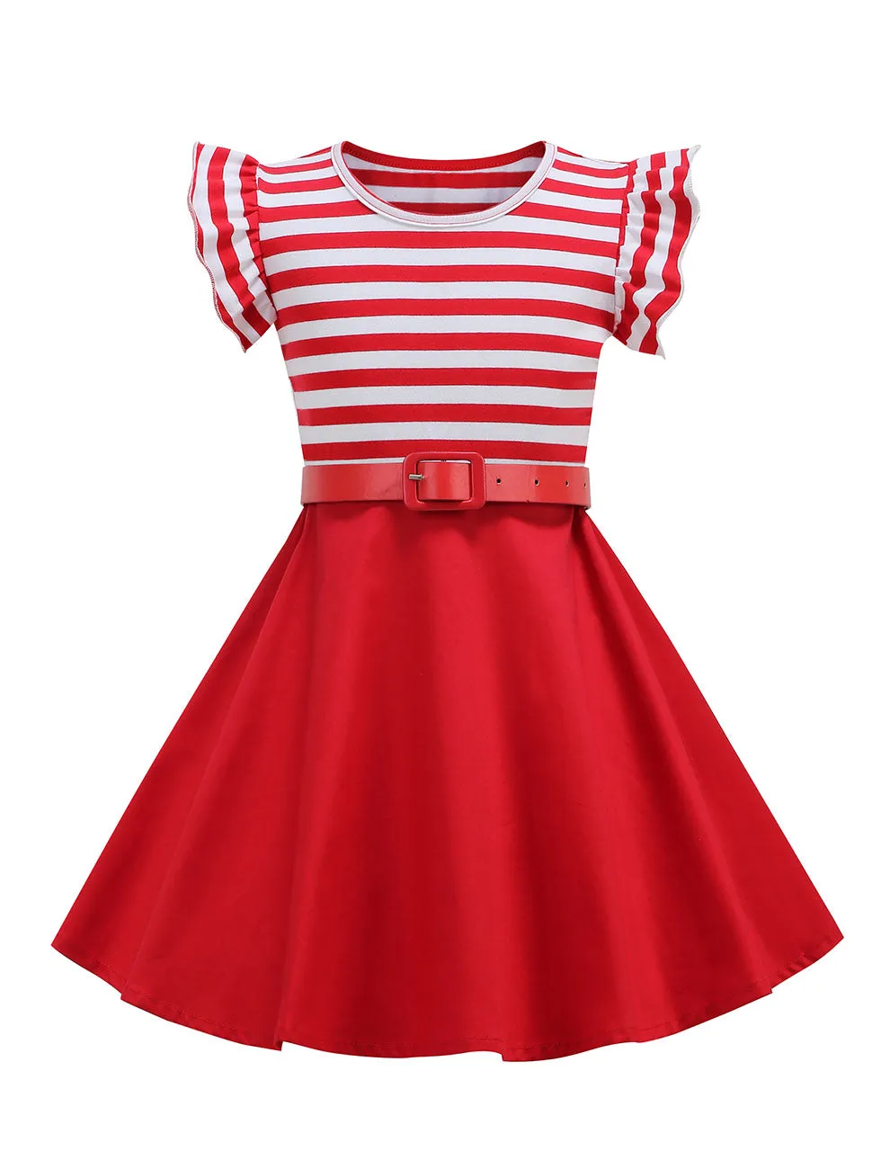 Kids Little Girls' Dress Butterfly Sleeve 1950S Vintage Dress