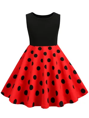 Kids Little Girls' Dress Crew Neck Polka Dot Cotton 1950S Vintage Dress