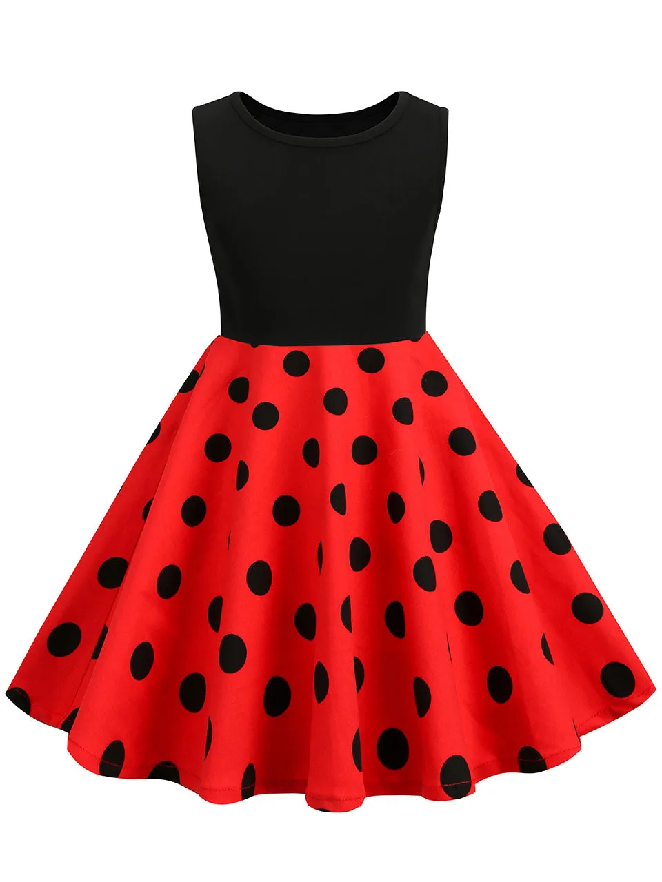 Kids Little Girls' Dress Crew Neck Polka Dot Cotton 1950S Vintage Dress