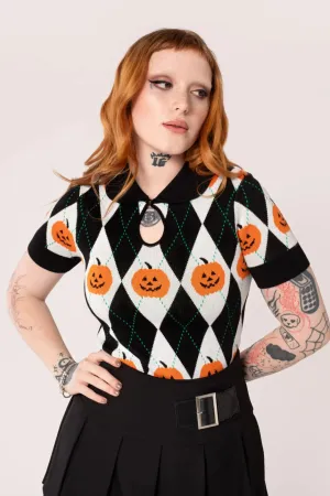 Kitsch Retro Pumpkin Head Top