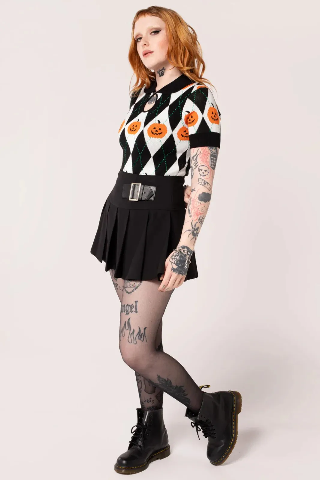 Kitsch Retro Pumpkin Head Top