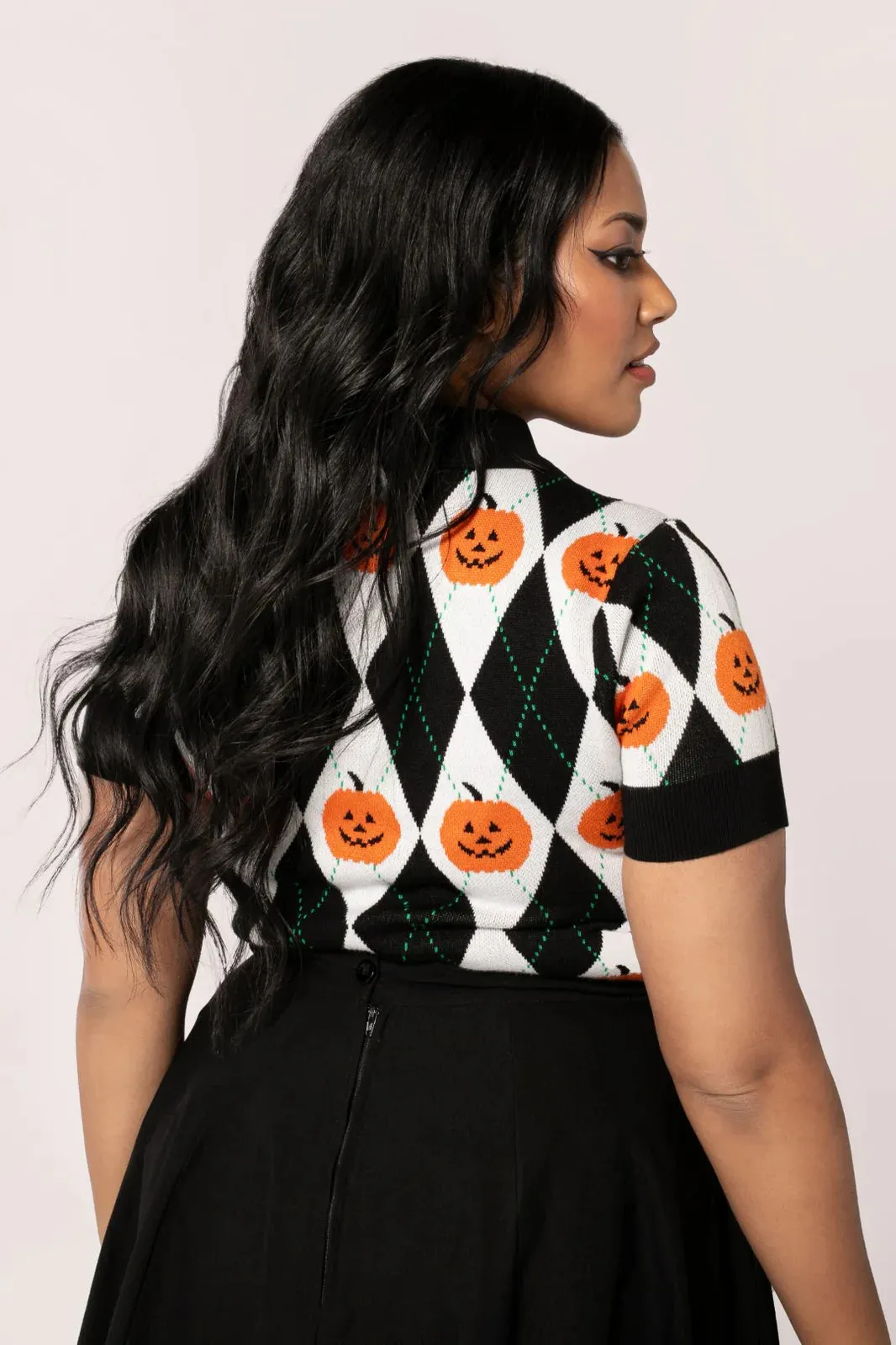 Kitsch Retro Pumpkin Head Top