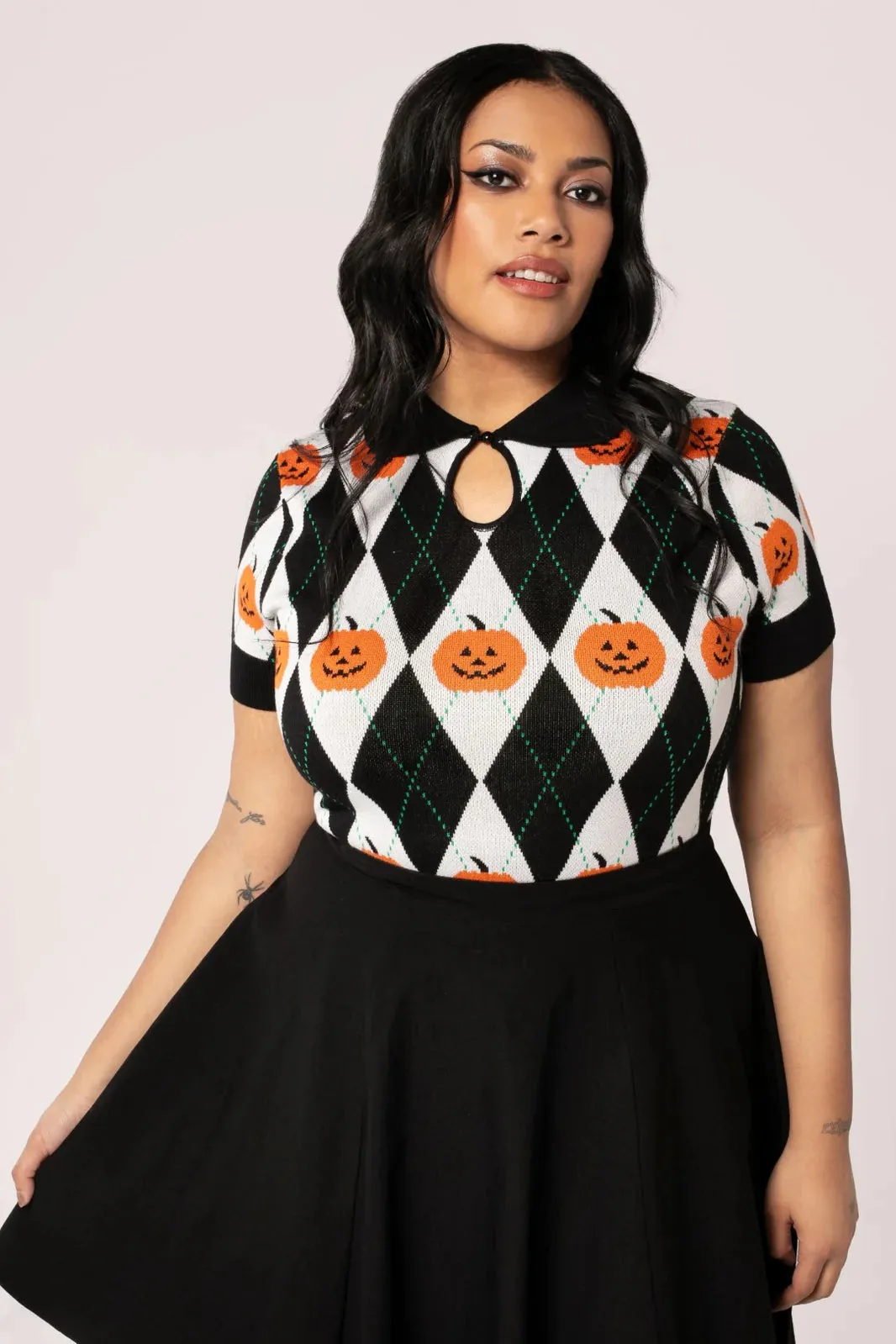 Kitsch Retro Pumpkin Head Top