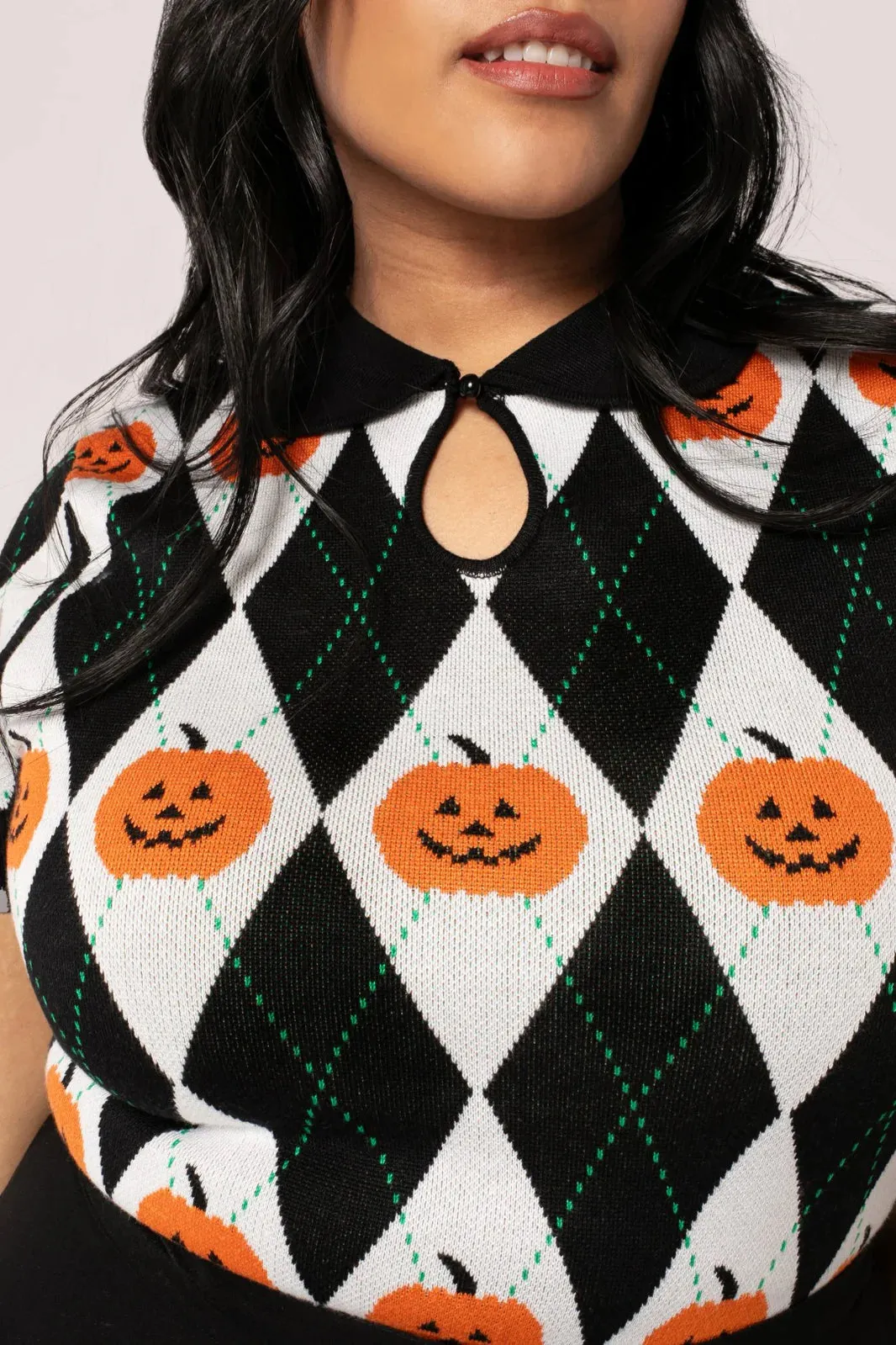 Kitsch Retro Pumpkin Head Top