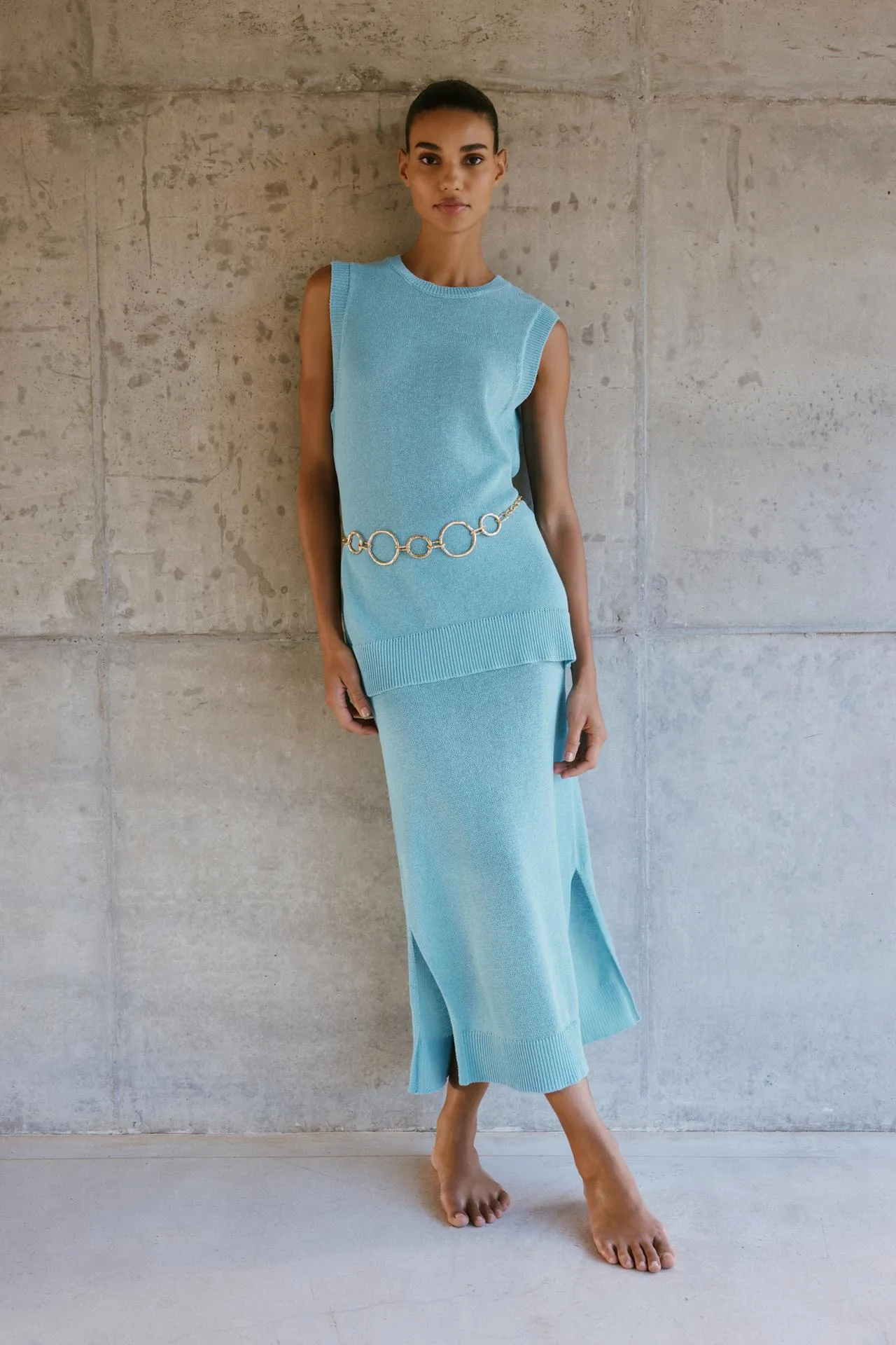 Knit midi skirt