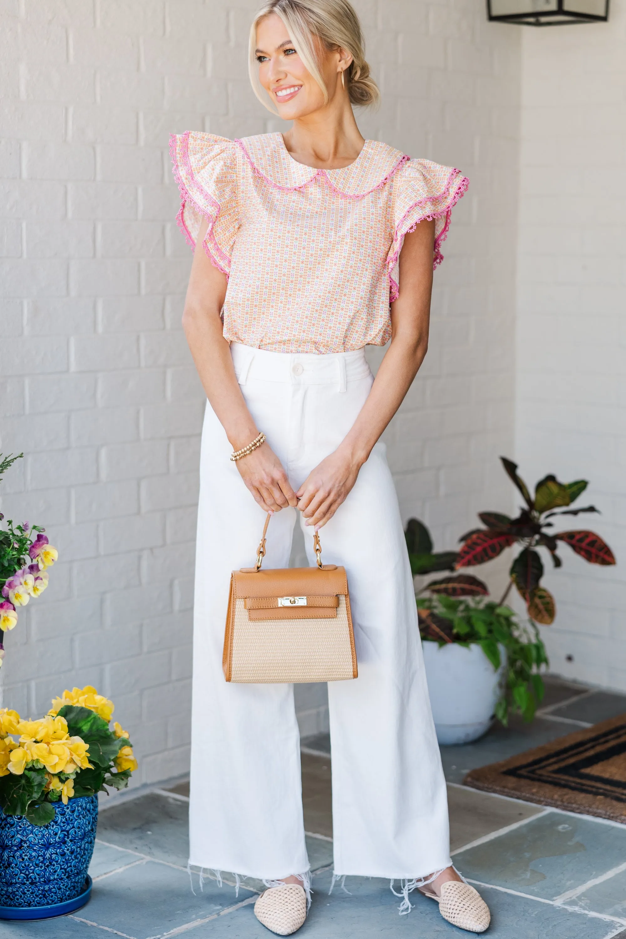 Know It All Yellow Collared Blouse
