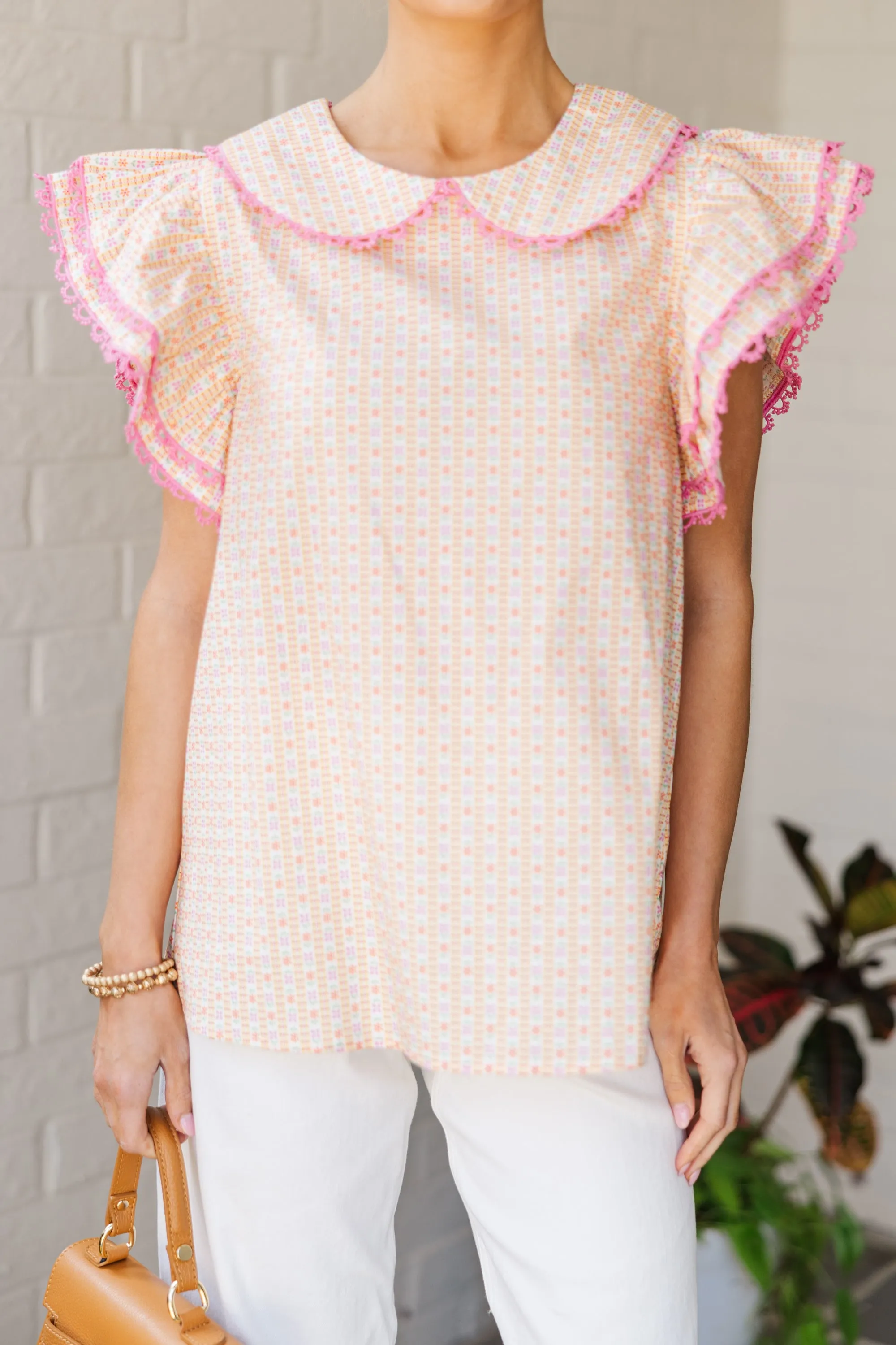 Know It All Yellow Collared Blouse