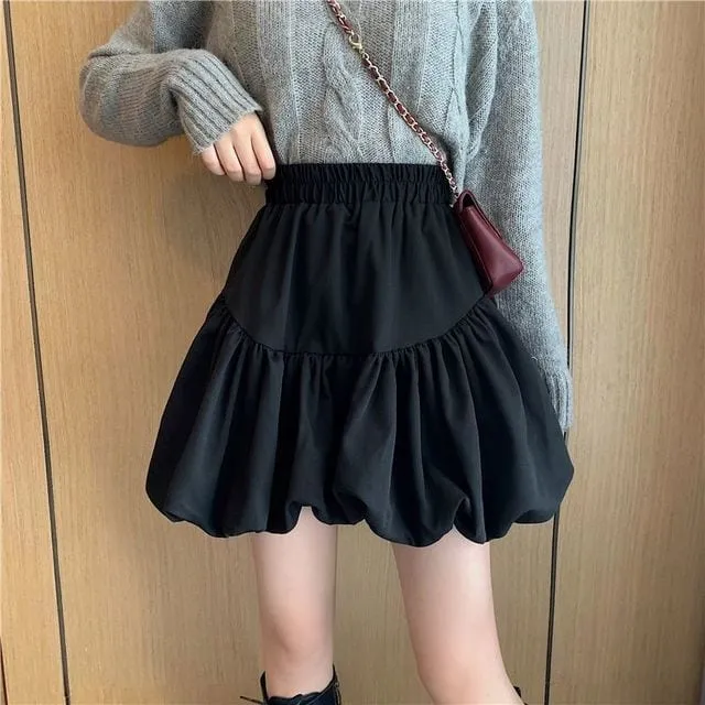Korean Fashion High-waisted Ruffles Pleated Skirt