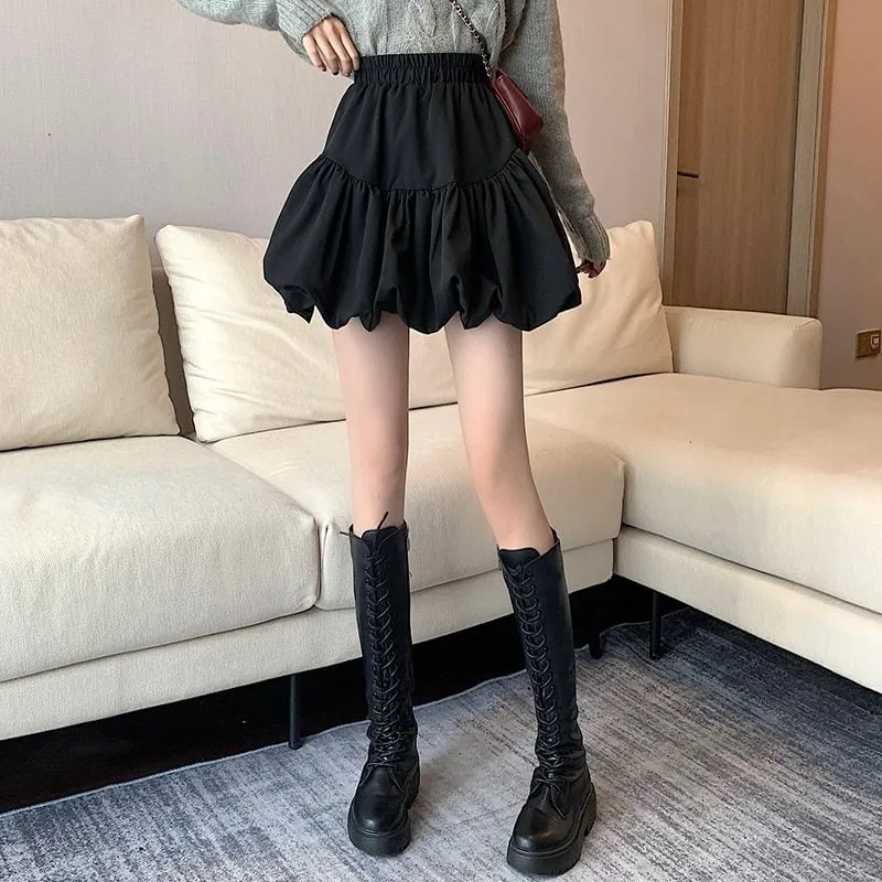 Korean Fashion High-waisted Ruffles Pleated Skirt