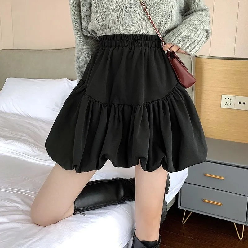 Korean Fashion High-waisted Ruffles Pleated Skirt