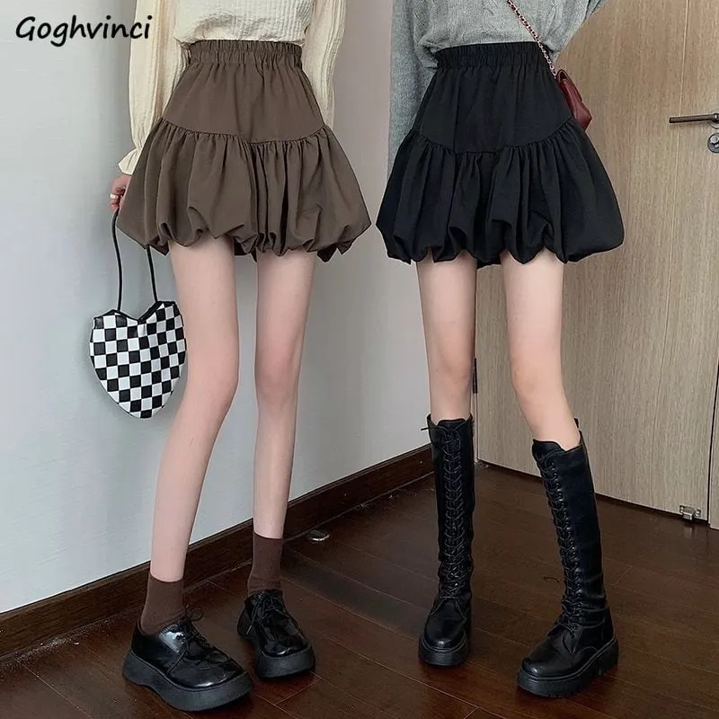 Korean Fashion High-waisted Ruffles Pleated Skirt