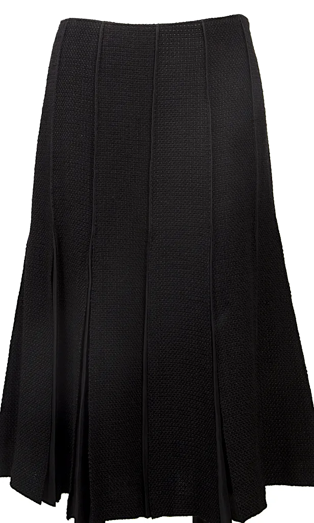 K.T KIYOKO TAKASE JAPAN. Black Switching Design Wool Pleated Skirt