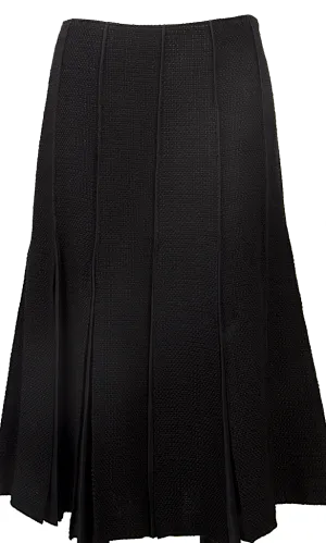 K.T KIYOKO TAKASE JAPAN. Black Switching Design Wool Pleated Skirt