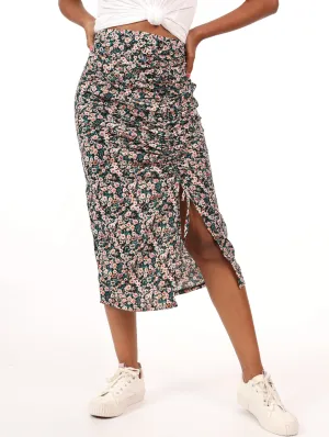 Ladies Gauged Thigh Midi Skirt