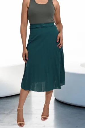 Ladies Green Pleated Skirt