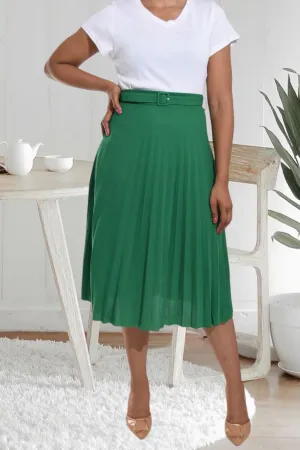 Ladies Light Green Pleated Skirt