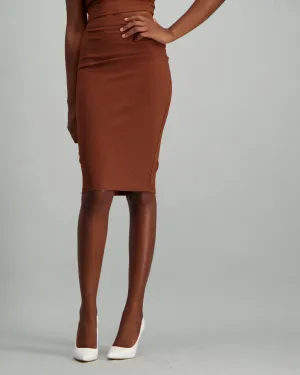 Ladies Midi Rib Skirt - Rust