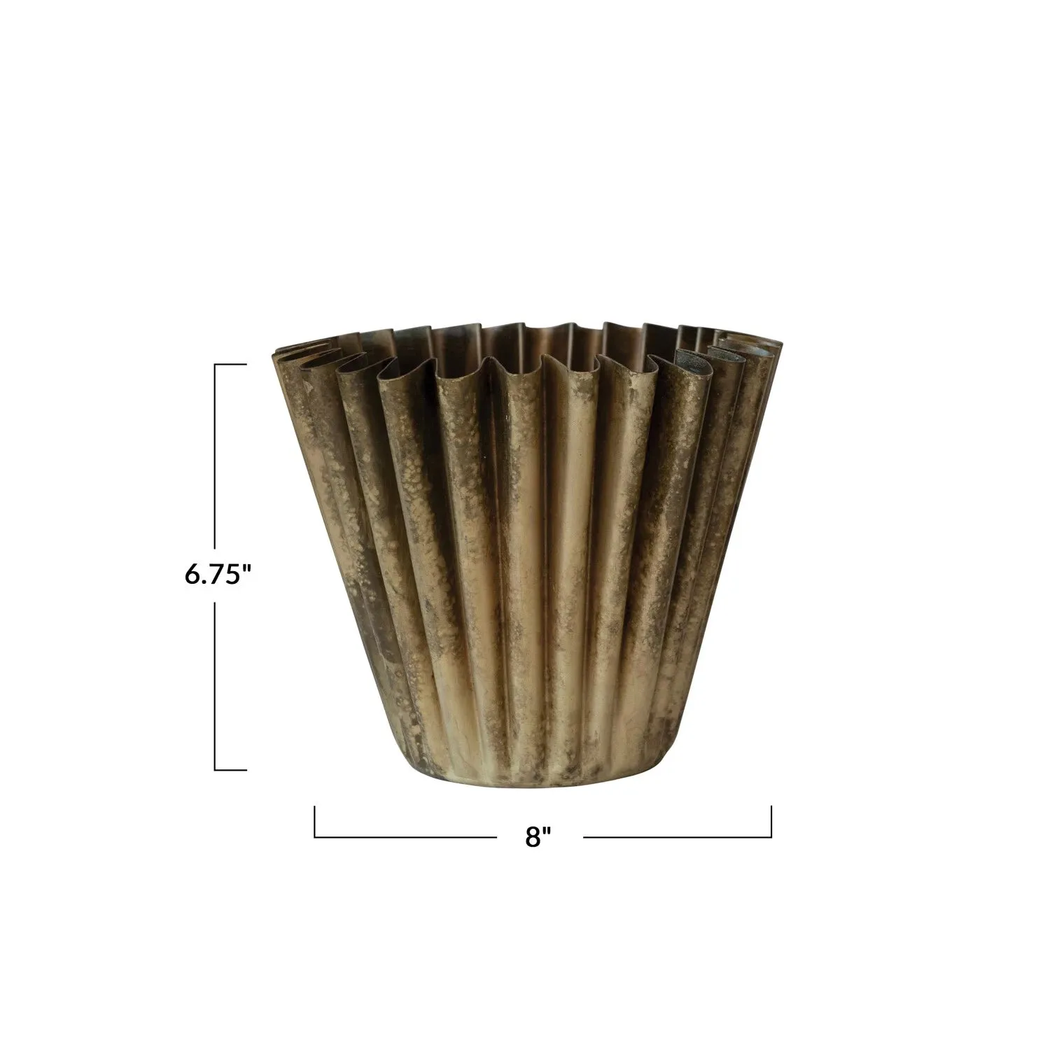 Large Fluted Metal Planter