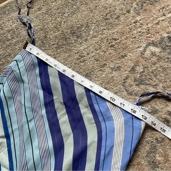 Lauren Ralph Lauren Flowy Blue Striped Y2K Vintage Midi Slip Skirt 6 Petite
