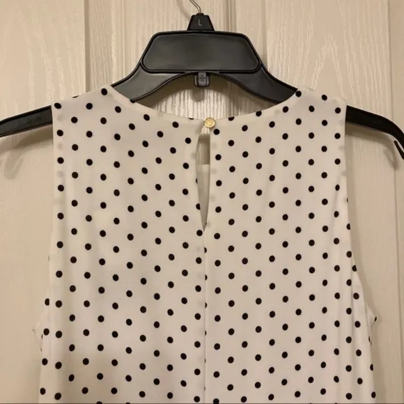Lauren Ralph Lauren Polka-Dot Jersey Midi Dress in Cream/Navy Size 4