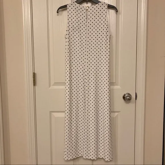 Lauren Ralph Lauren Polka-Dot Jersey Midi Dress in Cream/Navy Size 4