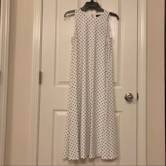 Lauren Ralph Lauren Polka-Dot Jersey Midi Dress in Cream/Navy Size 4
