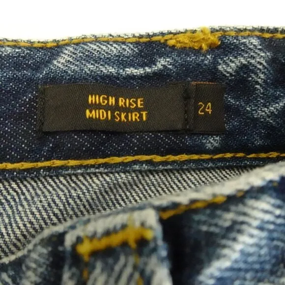 Lee Denim Jean Skirt Women's Size 24 Blue High Rise Midi