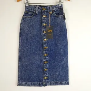 Lee Denim Jean Skirt Women's Size 24 Blue High Rise Midi
