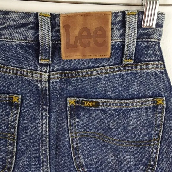 Lee Denim Jean Skirt Women's Size 24 Blue High Rise Midi