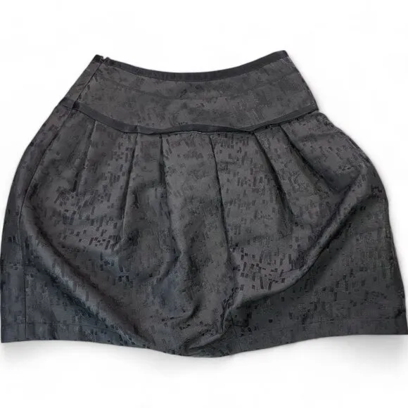 Lida Baday Black Jacquard A-Line Pleated Mini Skirt Size 10