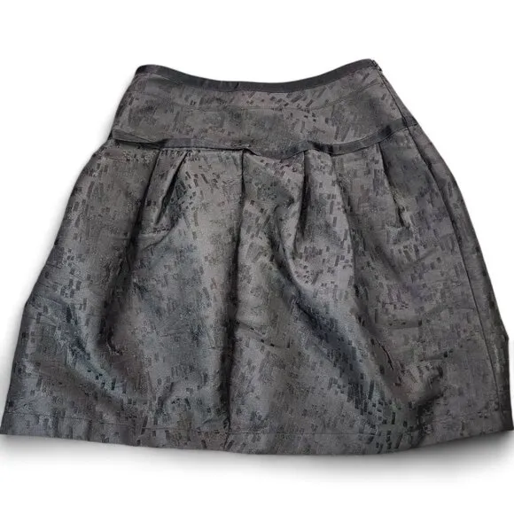 Lida Baday Black Jacquard A-Line Pleated Mini Skirt Size 10