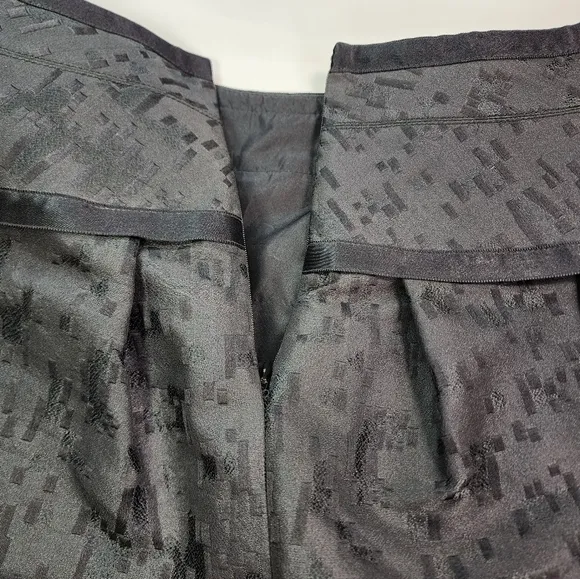Lida Baday Black Jacquard A-Line Pleated Mini Skirt Size 10