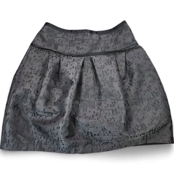 Lida Baday Black Jacquard A-Line Pleated Mini Skirt Size 10