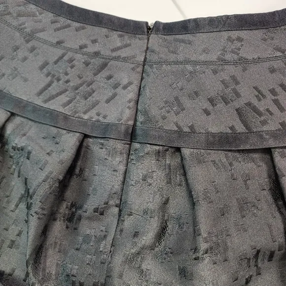 Lida Baday Black Jacquard A-Line Pleated Mini Skirt Size 10