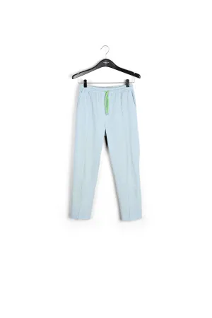 Light blue plaid cotton-blend pants