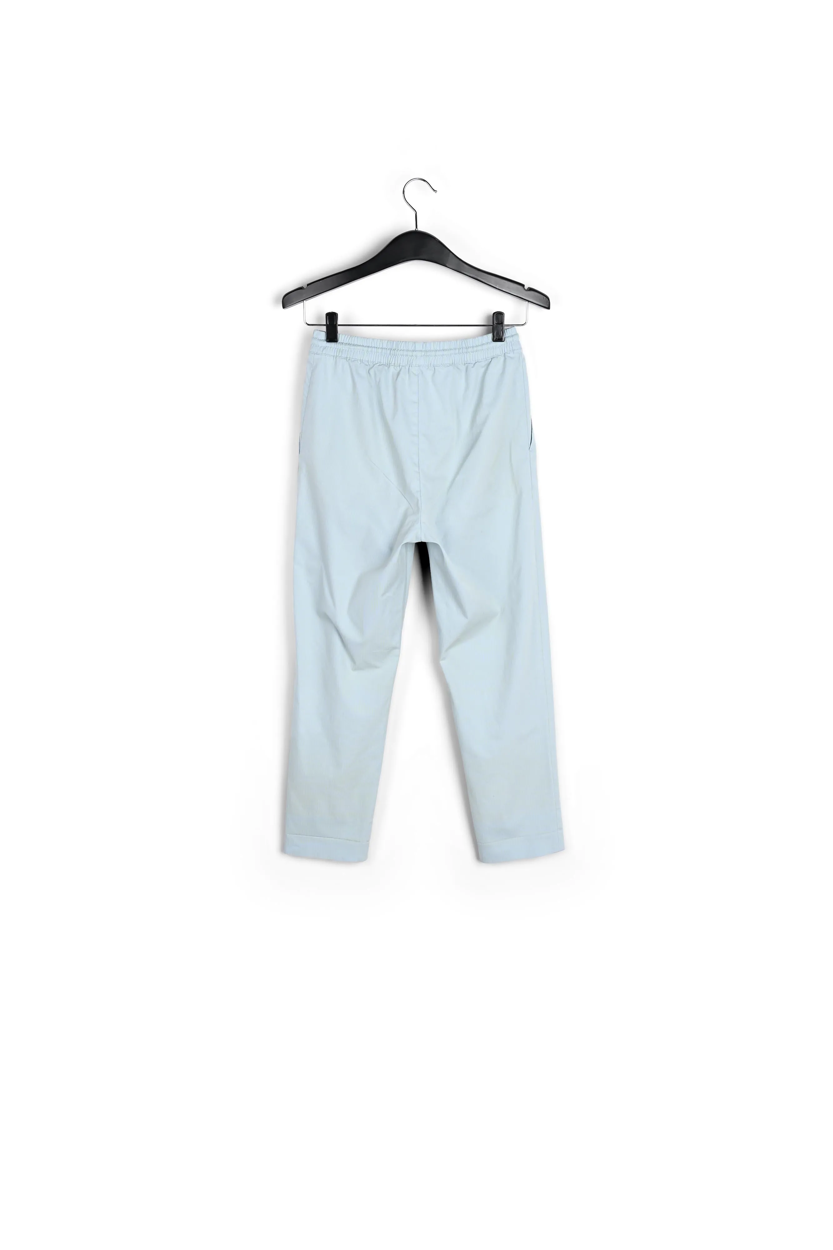 Light blue plaid cotton-blend pants
