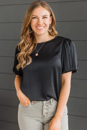 Like A Melody Puff Sleeve Top- Black