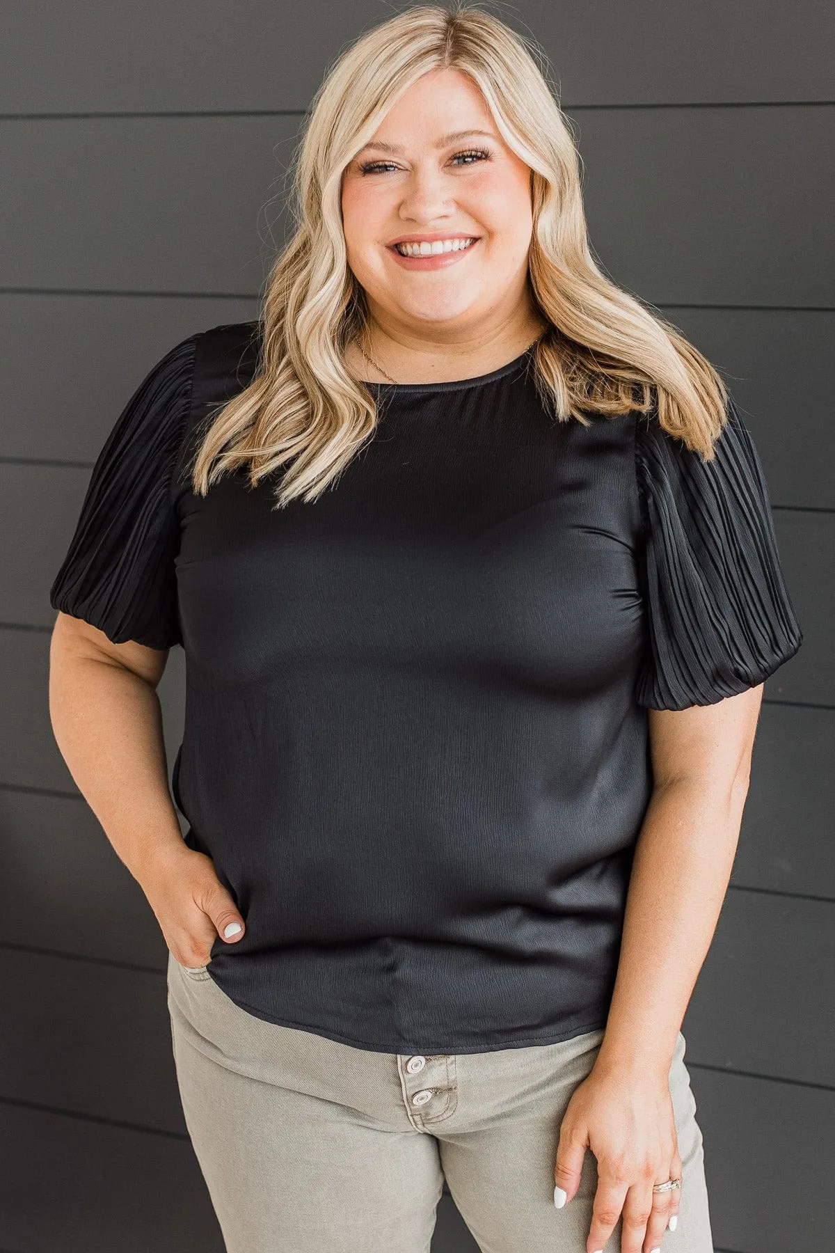 Like A Melody Puff Sleeve Top- Black