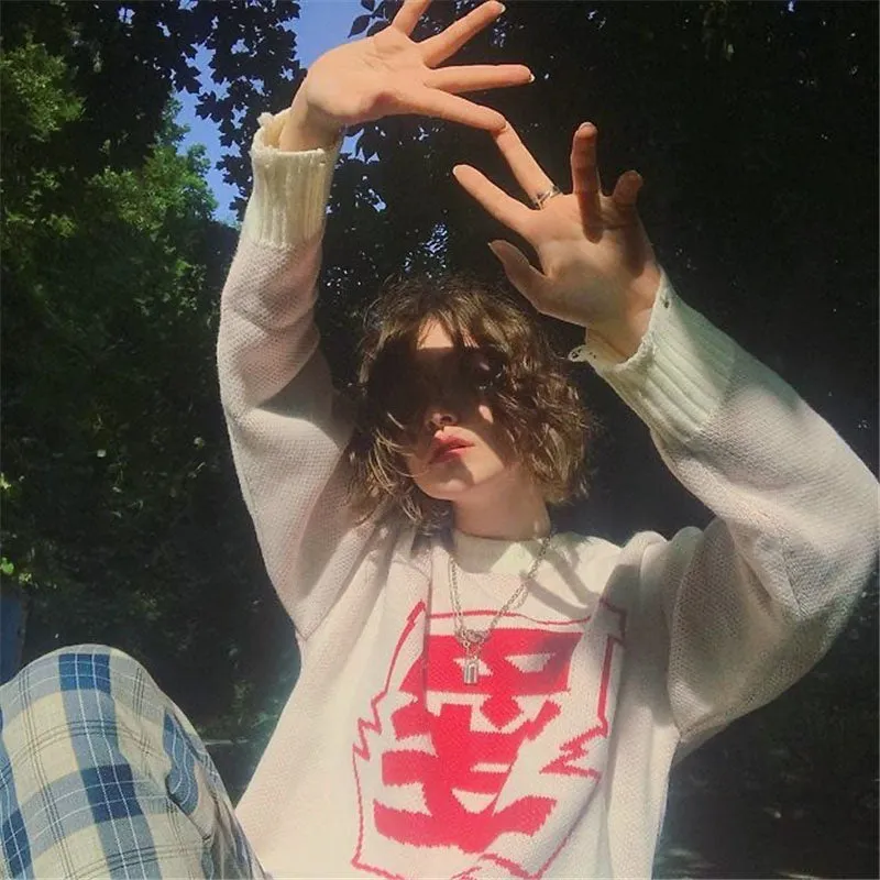 [@__lil_zi__ ] "LOVE" SWEATER / BLUE PLAID PANTS N121503