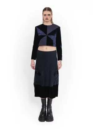 Linen/ velvet balloon skirt