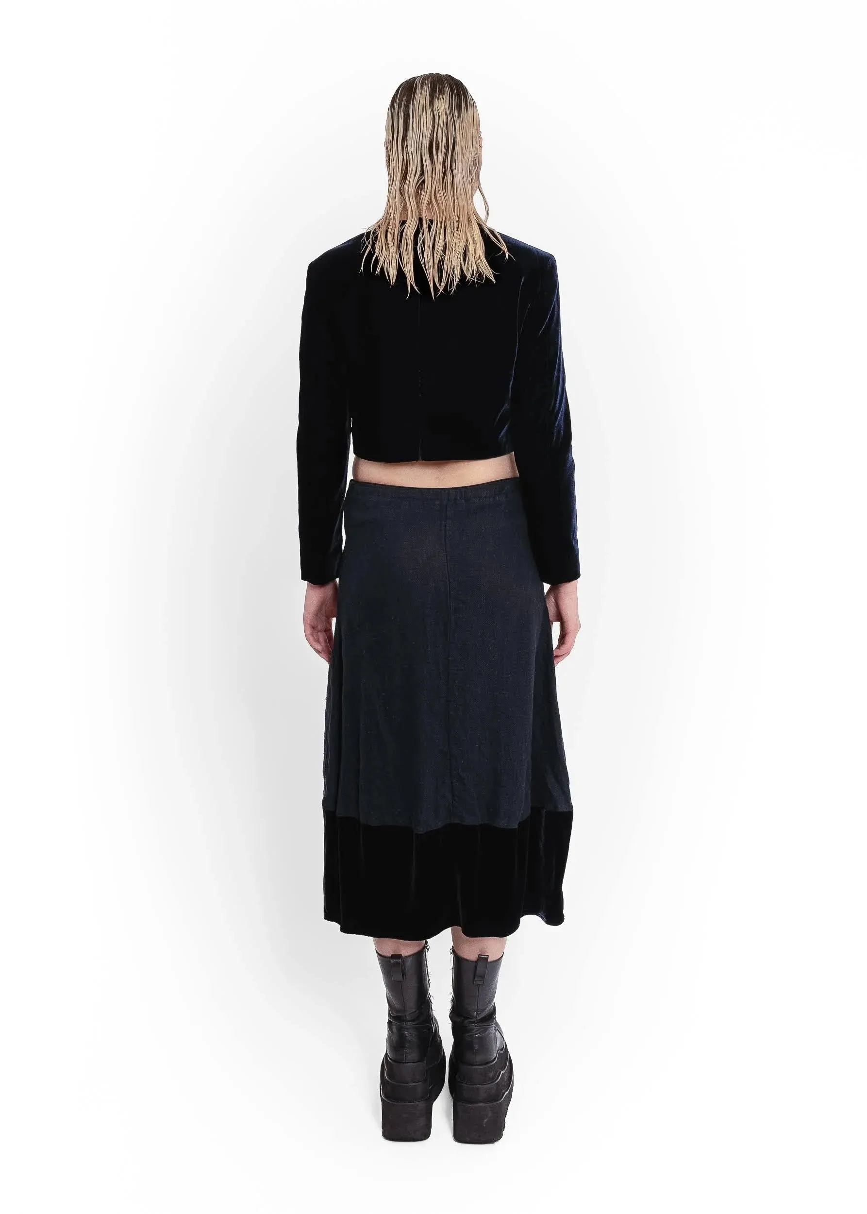 Linen/ velvet balloon skirt