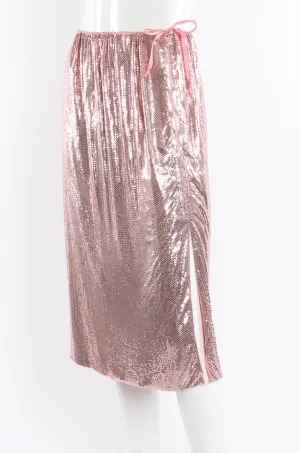 Liquid Metal Mesh Midi Skirt