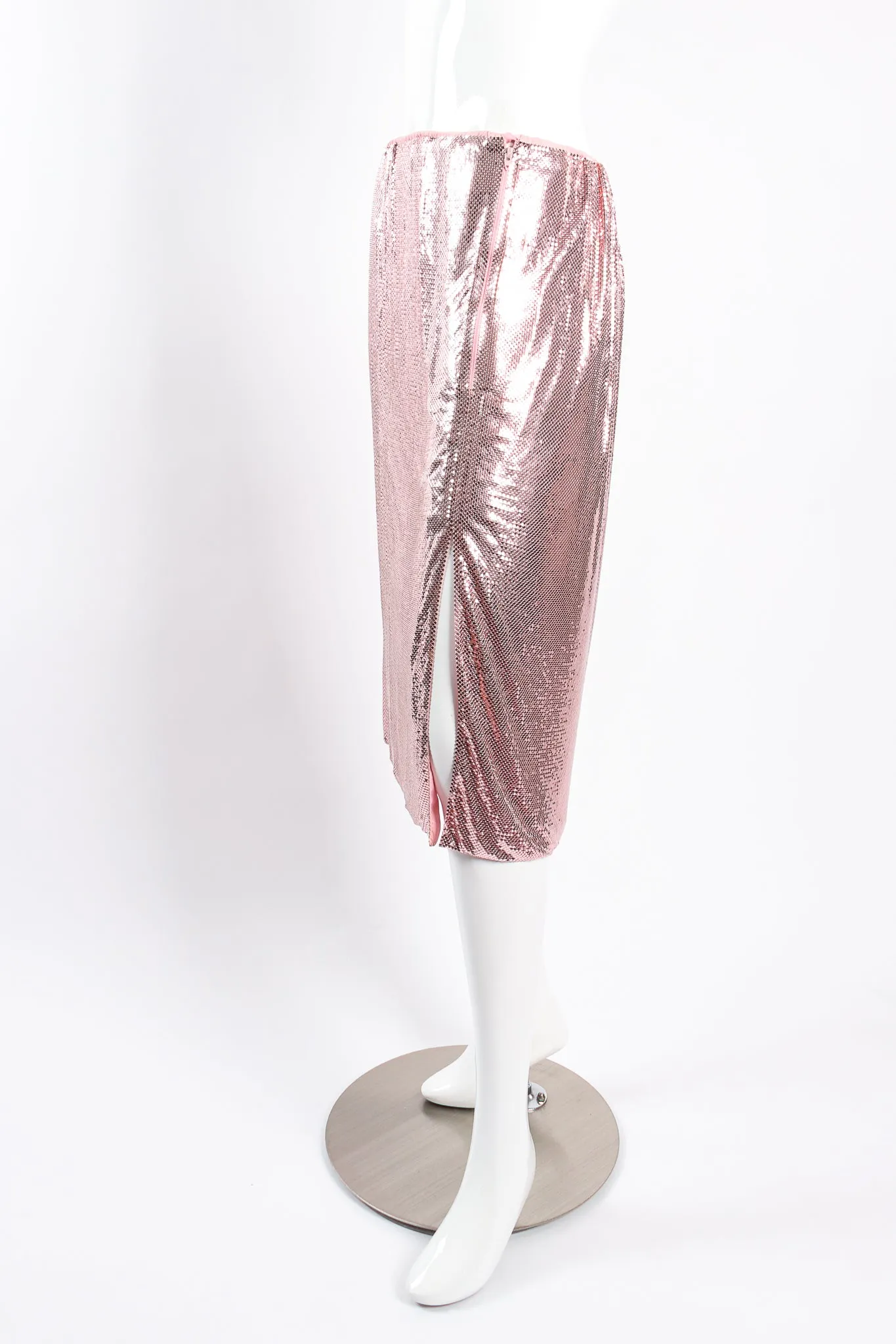 Liquid Metal Mesh Midi Skirt